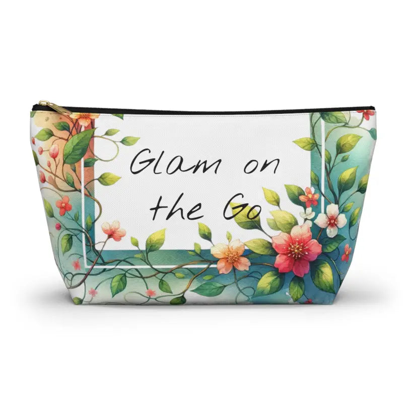 Bloom in Style with our Spring Flowers Accessory Pouch - Large / Black Zipper Bags