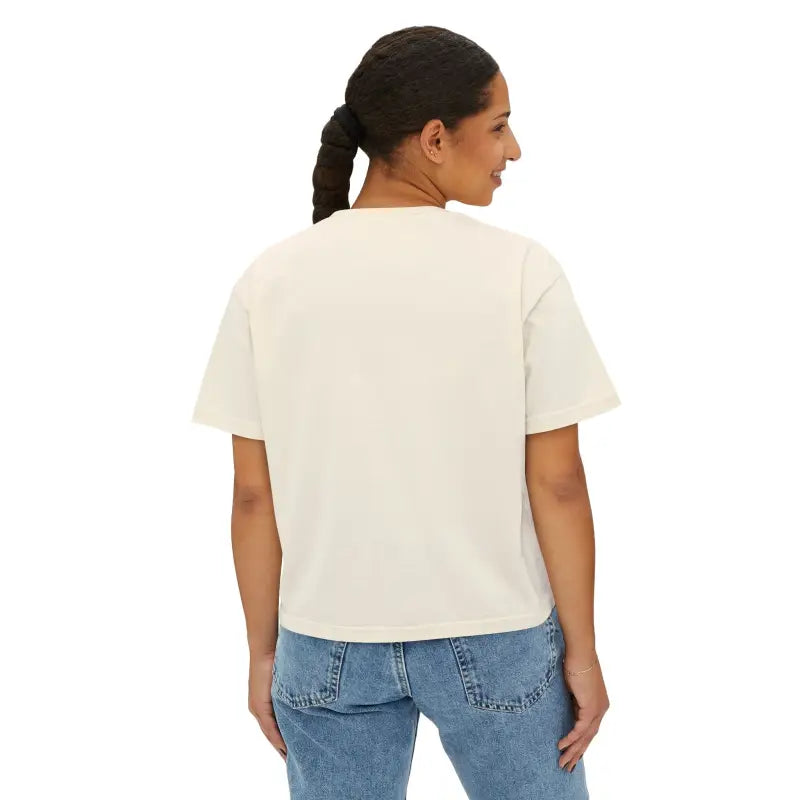 Laidback Vibes: Flowy Rolled Cuffs Boxy Tee for Women - T-shirt