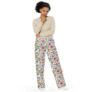 Pajamas - Wide Leg Pants Vibrant Flowers Cozy Loungewear - Dipaliz