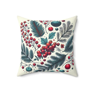Christmas Berries Polyester Square Pillow – Dipaliz - Throw Pillows