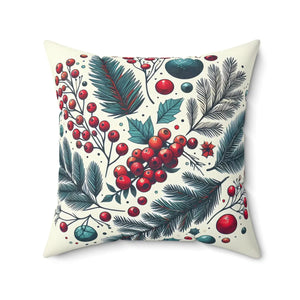 Christmas Berries Polyester Square Pillow – Dipaliz - Throw Pillows