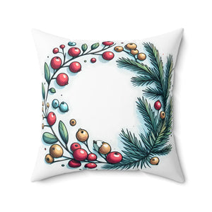 Spruce and Berries Pillow – Festive Flair - Dipaliz - Throw Pillows