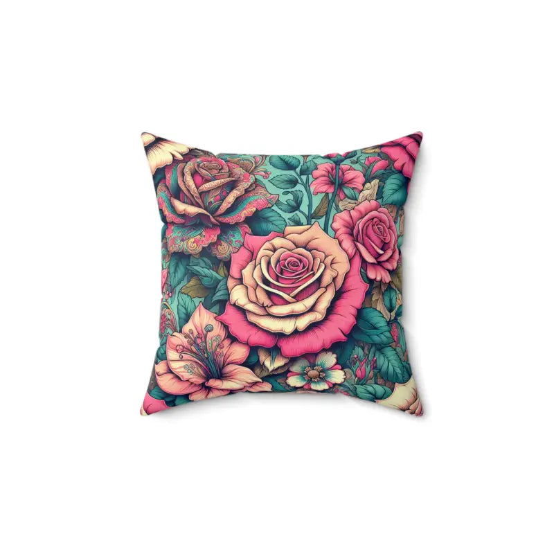 Spruce Up your Space with Pink Roses Polyester Pillow - 14’’ × Home Decor