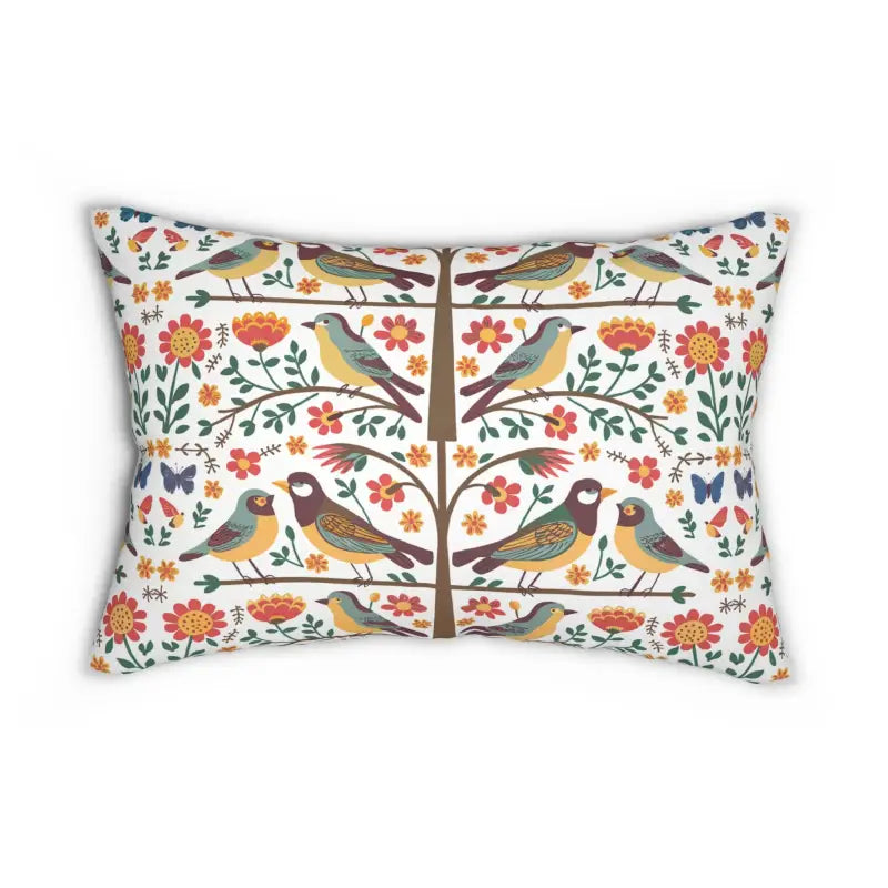 Elevate Decor with Cozy Polyester Birds Lumbar Pillow - 20’’ × 14’’ Home