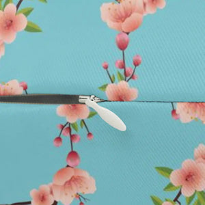 Polyester Lumbar Pillow - Blue Floral Print Design - Dipaliz - 20’’ × 14’’ - Pillows