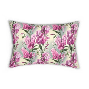 Pink Sweet Pea Flower Spun Polyester Lumbar Pillow - Dipaliz - 20’’ × 14’’ - Pillows