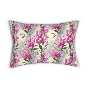 Pink Sweet Pea Flower Spun Polyester Lumbar Pillow - Dipaliz - 20’’ × 14’’ - Pillows