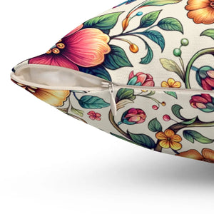 Birds and Flowers Throw Pillow – Spun Polyester - Dipaliz - Pillows