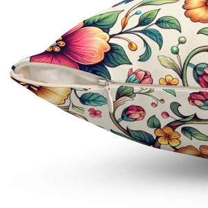 Birds and Flowers Throw Pillow – Spun Polyester - Dipaliz - Pillows