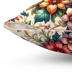 Floral Feather Spun Polyester Square Pillow - Dipaliz - Throw Pillows