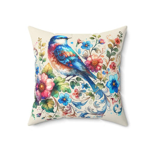 Birds and Flowers Throw Pillow – Spun Polyester - Dipaliz - Pillows
