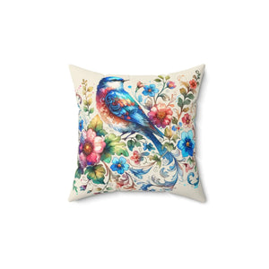 Birds and Flowers Throw Pillow – Spun Polyester - Dipaliz - Pillows