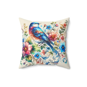 Birds and Flowers Throw Pillow – Spun Polyester - Dipaliz - Pillows