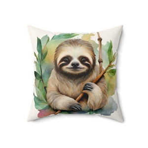 Sloth Spun Polyester Square Pillow – Soft Decor - Dipaliz - Throw Pillows
