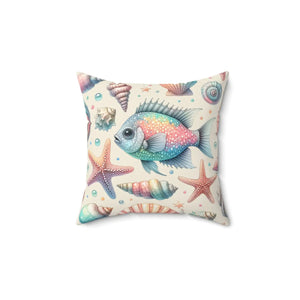 Fishes Throw Pillow – Spun Polyester Square - Dipaliz - Pillows
