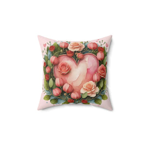 Floral Heart Square Pillow – Polyester Decor - Dipaliz - Throw Pillows
