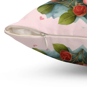 Floral Heart Square Pillow – Polyester Decor - Dipaliz - Throw Pillows