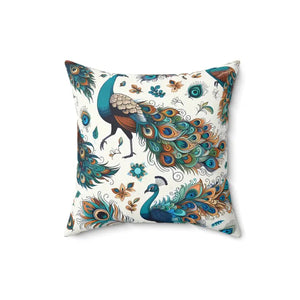 Spun Polyester Square Pillow - Double-sided Peacock Design - Dipaliz - 16’’ × - Throw Pillows