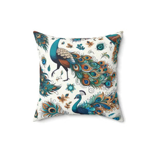 Spun Polyester Square Pillow - Double-sided Peacock Design - Dipaliz - Throw Pillows