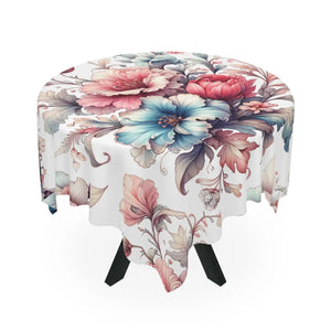 Circle Watercolor Flowers Tablecloth – Cotton - Dipaliz - Tablecloths