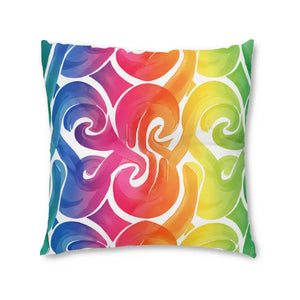 Rainbow Swirl Tufted Square Floor Pillow - Colorful Accent - Dipaliz - 30’’ × - Throw Pillows