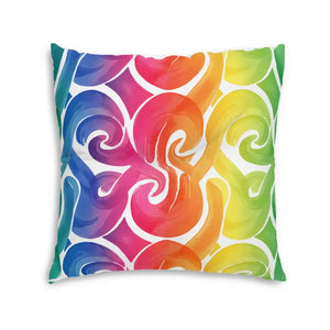 Rainbow Swirl Tufted Square Floor Pillow - Colorful Accent - Dipaliz - Throw Pillows
