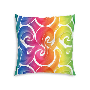 Rainbow Swirl Tufted Square Floor Pillow - Colorful Accent - Dipaliz - Throw Pillows