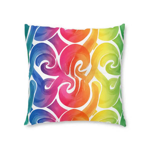 Rainbow Swirl Tufted Square Floor Pillow - Colorful Accent - Dipaliz - Throw Pillows