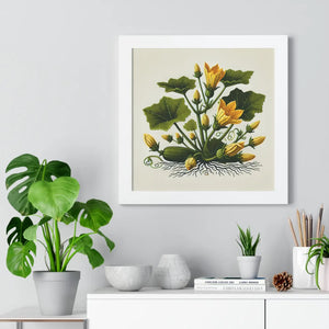 Elegant Squash Plant Framed Vertical Poster - Dipaliz - Posters