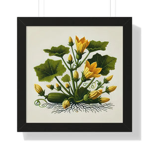 Elegant Squash Plant Framed Vertical Poster - Dipaliz - Posters