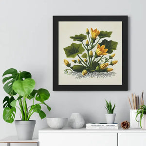 Elegant Squash Plant Framed Vertical Poster - Dipaliz - Posters