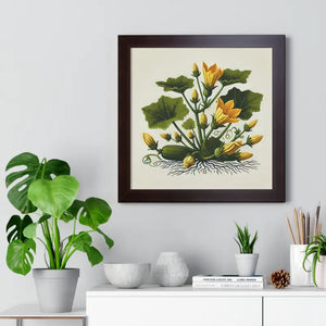 Elegant Squash Plant Framed Vertical Poster - Dipaliz - Posters