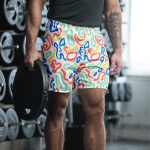 Squiggle Print Unisex Athletic Shorts | Upf50+ Recycled Long - Xs