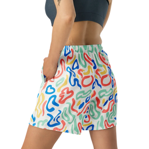 Squiggle Print Unisex Athletic Shorts | Upf50+ Recycled Long - Xs