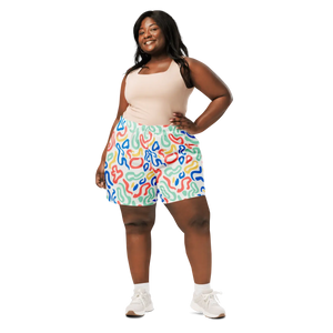 Squiggle Print Unisex Athletic Shorts | Upf50+ Recycled Long - Xs