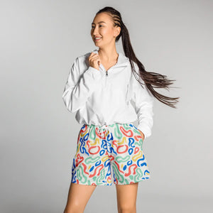 Squiggle Print Unisex Athletic Shorts | Upf50+ Recycled Long - Xs