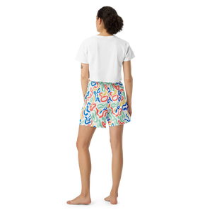 Squiggle Print Unisex Athletic Shorts | Upf50+ Recycled Long - Xs