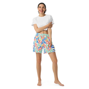 Squiggle Print Unisex Athletic Shorts | Upf50+ Recycled Long - Xs