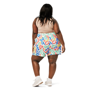 Squiggle Print Unisex Athletic Shorts | Upf50+ Recycled Long - Xs