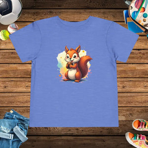 Squirrel Short Sleeve Tee - Adorable Toddler Design - Dipaliz - 2t / Heather Columbia Blue - T-shirts