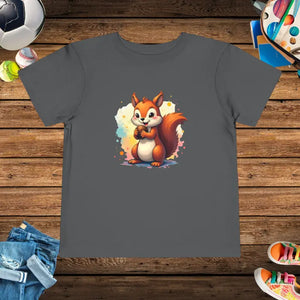 Squirrel Short Sleeve Tee - Adorable Toddler Design - Dipaliz - 2t / Asphalt - T-shirts