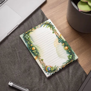 Day Lined Notepad - Celtic Clover and Gold Coin Desk Notes - Dipaliz - 4’’ x 6’’ / White - Paper Products