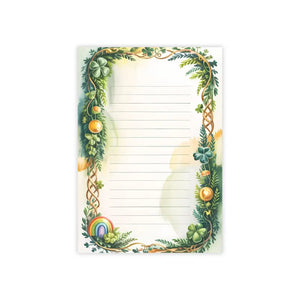 Day Lined Notepad - Celtic Clover and Gold Coin Desk Notes - Dipaliz - 4’’ x 6’’ / White - Paper Products