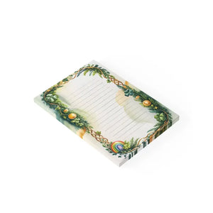 Day Lined Notepad - Celtic Clover and Gold Coin Desk Notes - Dipaliz - 4’’ x 6’’ / White - Paper Products