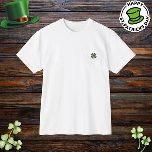 St Patricks Day Clover Pocket Tee - Festive Irish Shirt - Dipaliz - White / m - T-shirts
