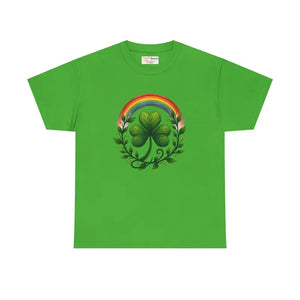St Patricks Unisex Heavy Cotton Tee Shamrock Rainbow - Dipaliz - Electric Green / s - T-shirts