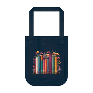 Organic Books and Flowers Tote Bag - Eco Friendly - Dipaliz - Bags