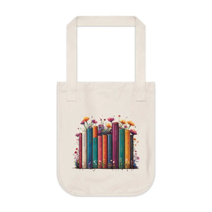 Organic Books and Flowers Tote Bag - Eco Friendly - Dipaliz - Bags
