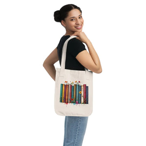 Organic Books and Flowers Tote Bag - Natures Bliss - Dipaliz - Bags