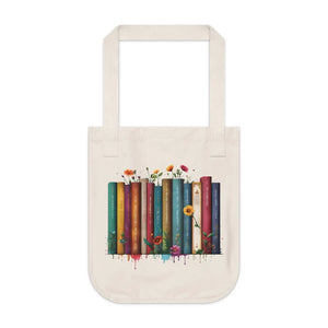 Organic Books and Flowers Tote Bag - Natures Bliss - Dipaliz - Bags